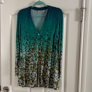 Chico's Teal and Olive Button Down Shirt